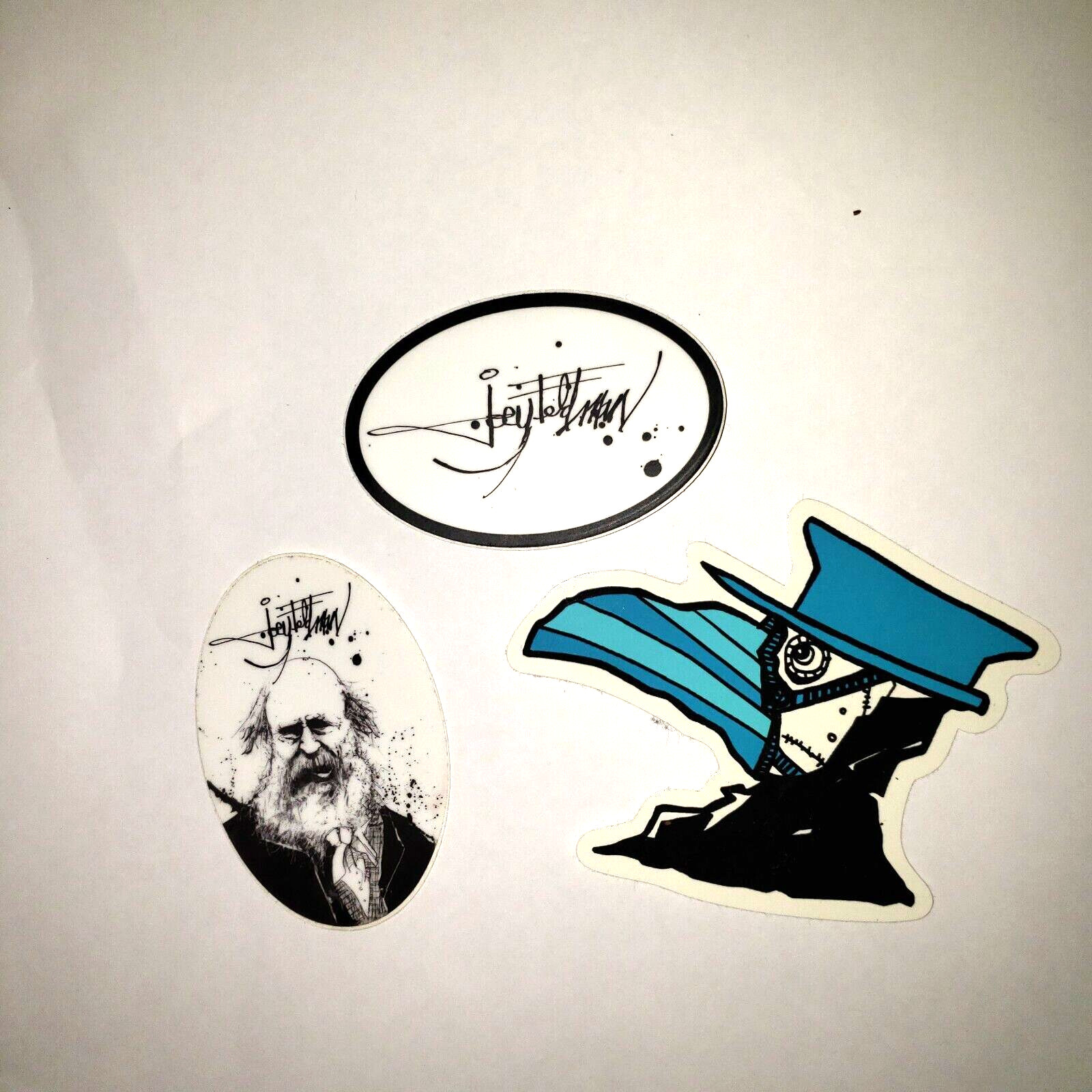 Joey Feldman 3 stickers, Plague Doctor, Darwin and signature