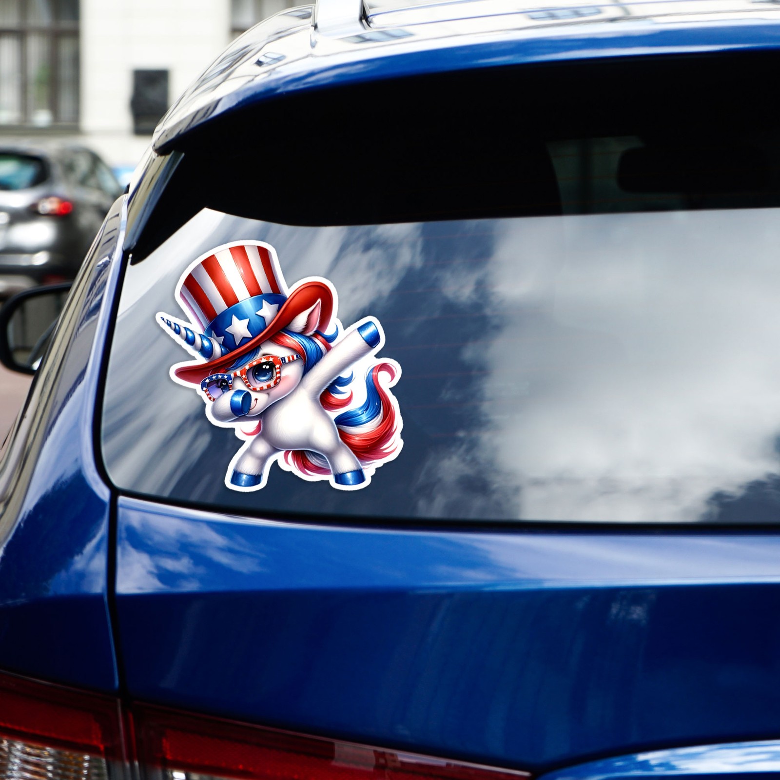 Patriotic Unicorn Striking Pose – Vinyl Decal Sticker – #1631
