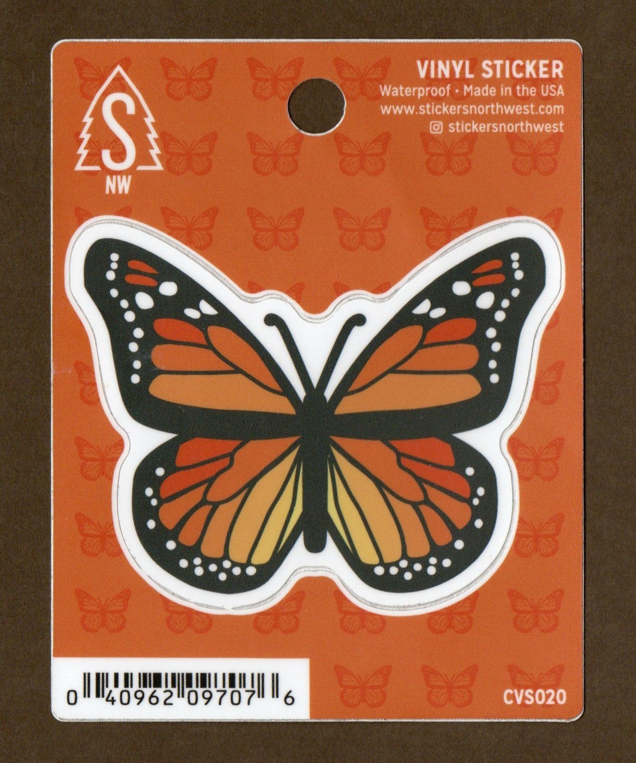 Monarch Butterfly Vinyl Sticker Decal, Yellow Orange Black, 3.25 inch