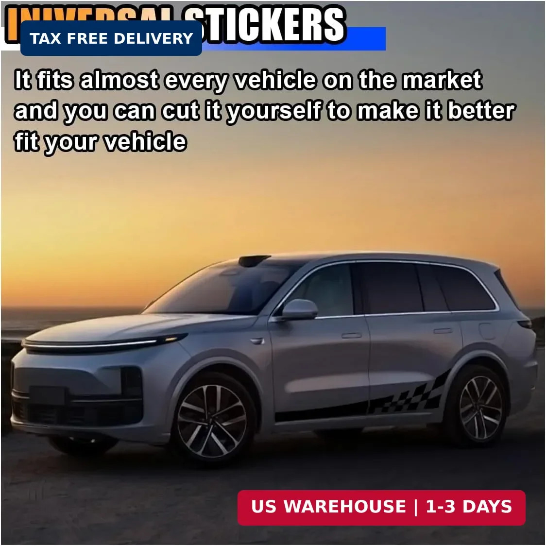 2PCS 78″ Car Body Door Side Waistline Sticker Decals, Sports Racing Stripe Decal