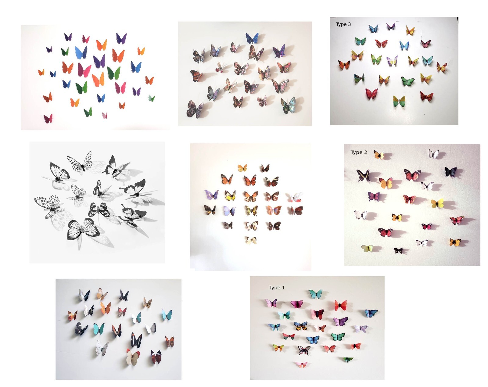 19 – 21 pcs 3d small butterfly wall decor, party, wedding, diy, home decoration