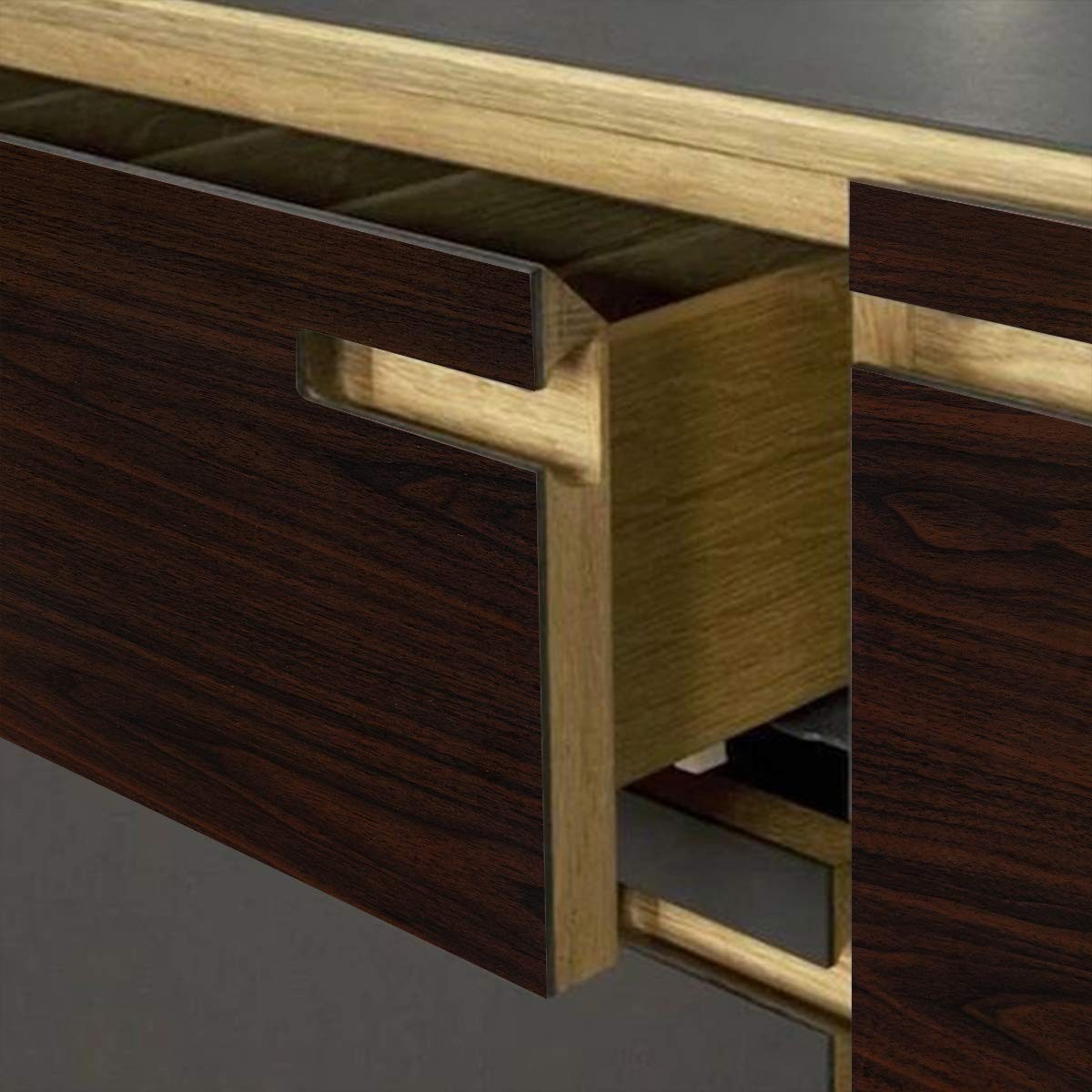 Dark Brown Wood Grain Wallpaper Faux Walnut 16″ x 197″, Chocolate