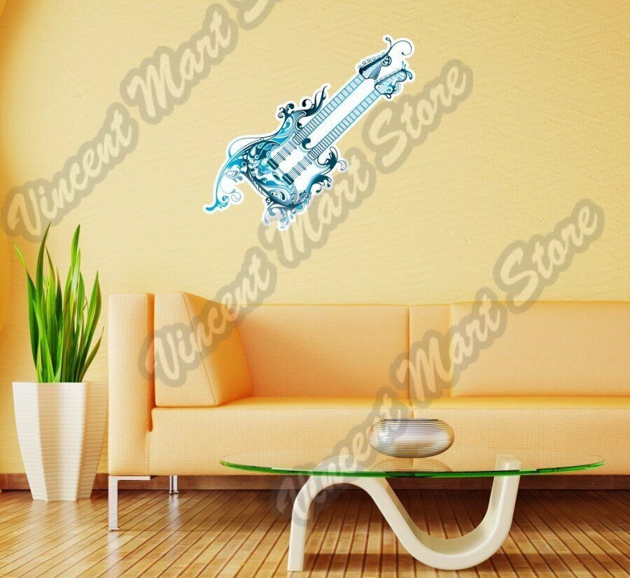 Electric Guitar Music Instrument Wall Sticker Room Interior Decor 12″X25″