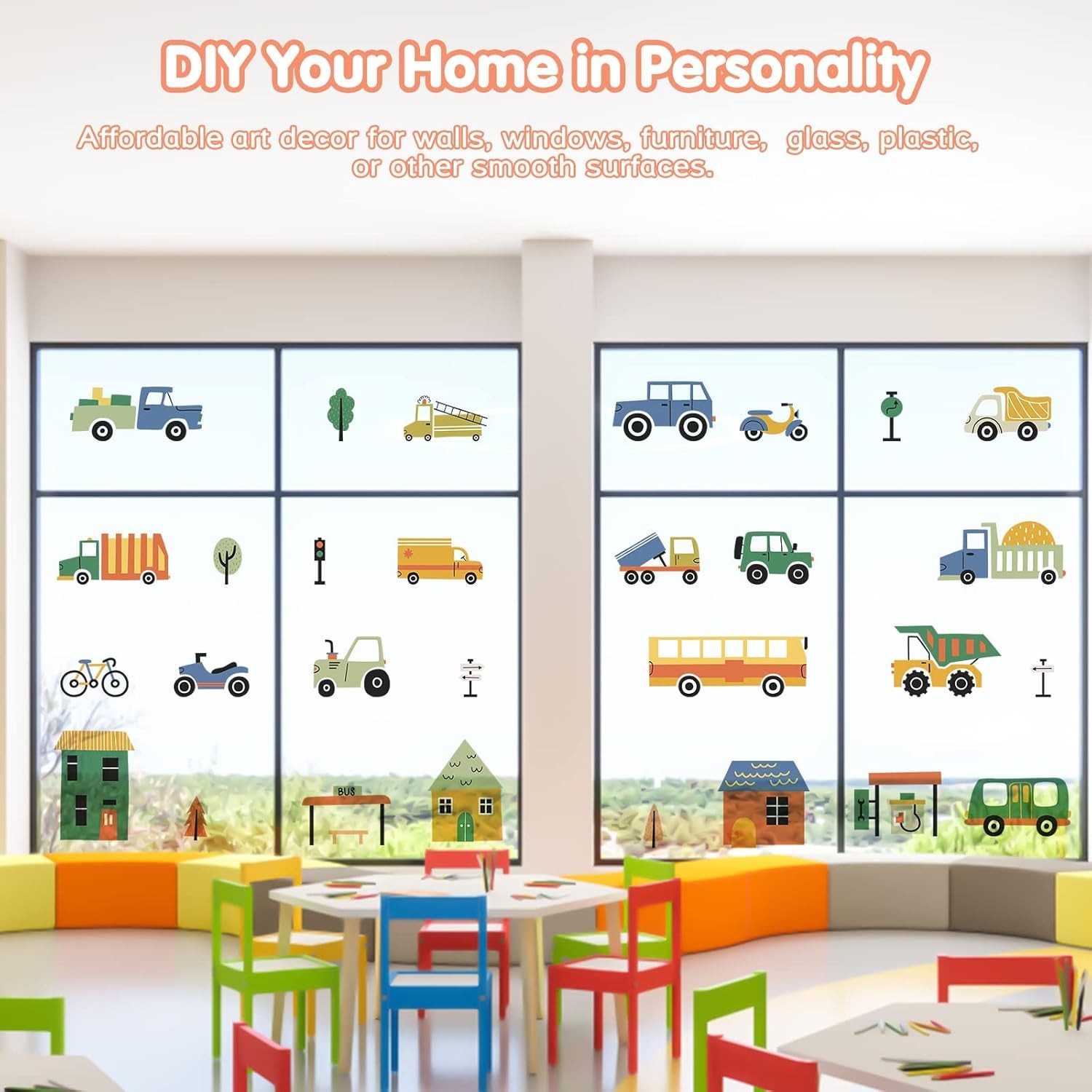 Removable Cartoon City Vehicles Wall Decals Style: Car 2