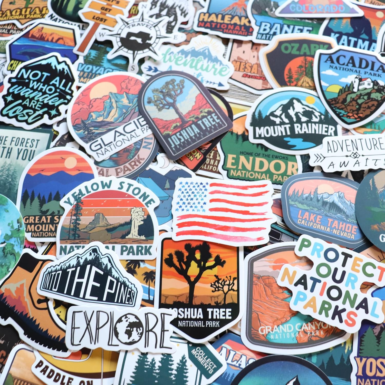156 Pcs National Parks Sticker Pack, Outdoor Nature Camping Hiking Inspired