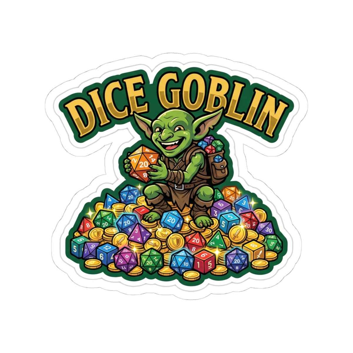 Dice Goblin Loot Tabletop RPG D20 Dice Gamer Sticker