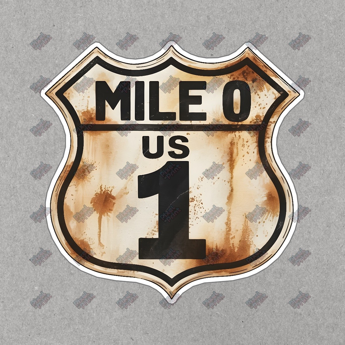 Vintage Mile 0 US Route 1 Road Sign Retro Americana Decor, Travel #8558