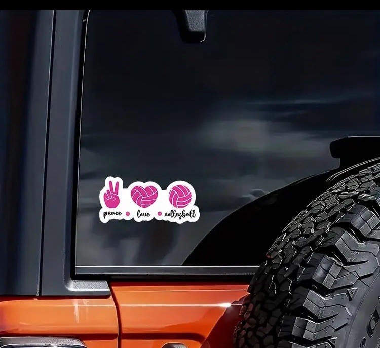 Peace Love & Volleyball Decal Sticker Pink Sports Beach