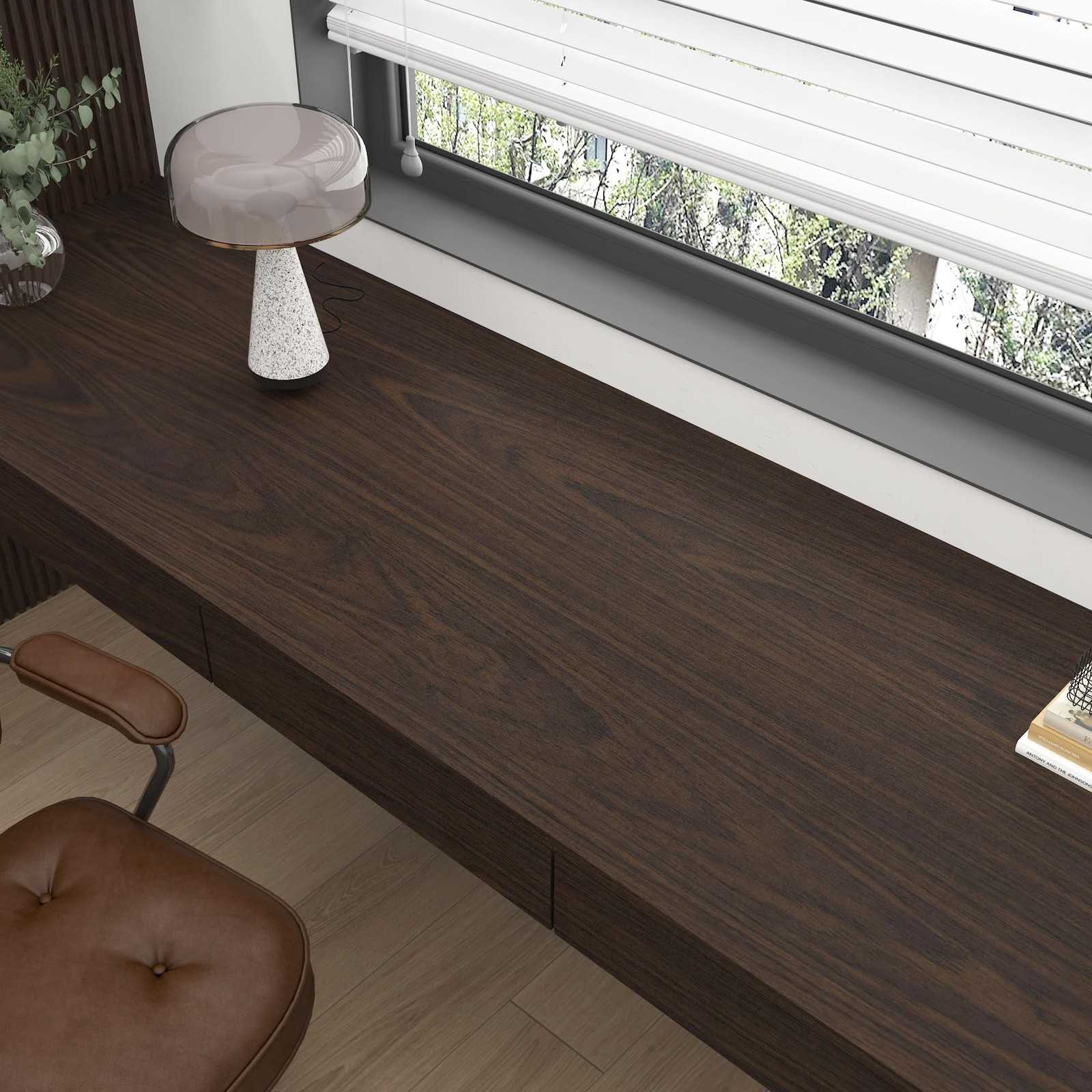 JSEVEM 16″×354″ Dark Brown Black Walnut Wood Wallpaper Peel and Stick Darke