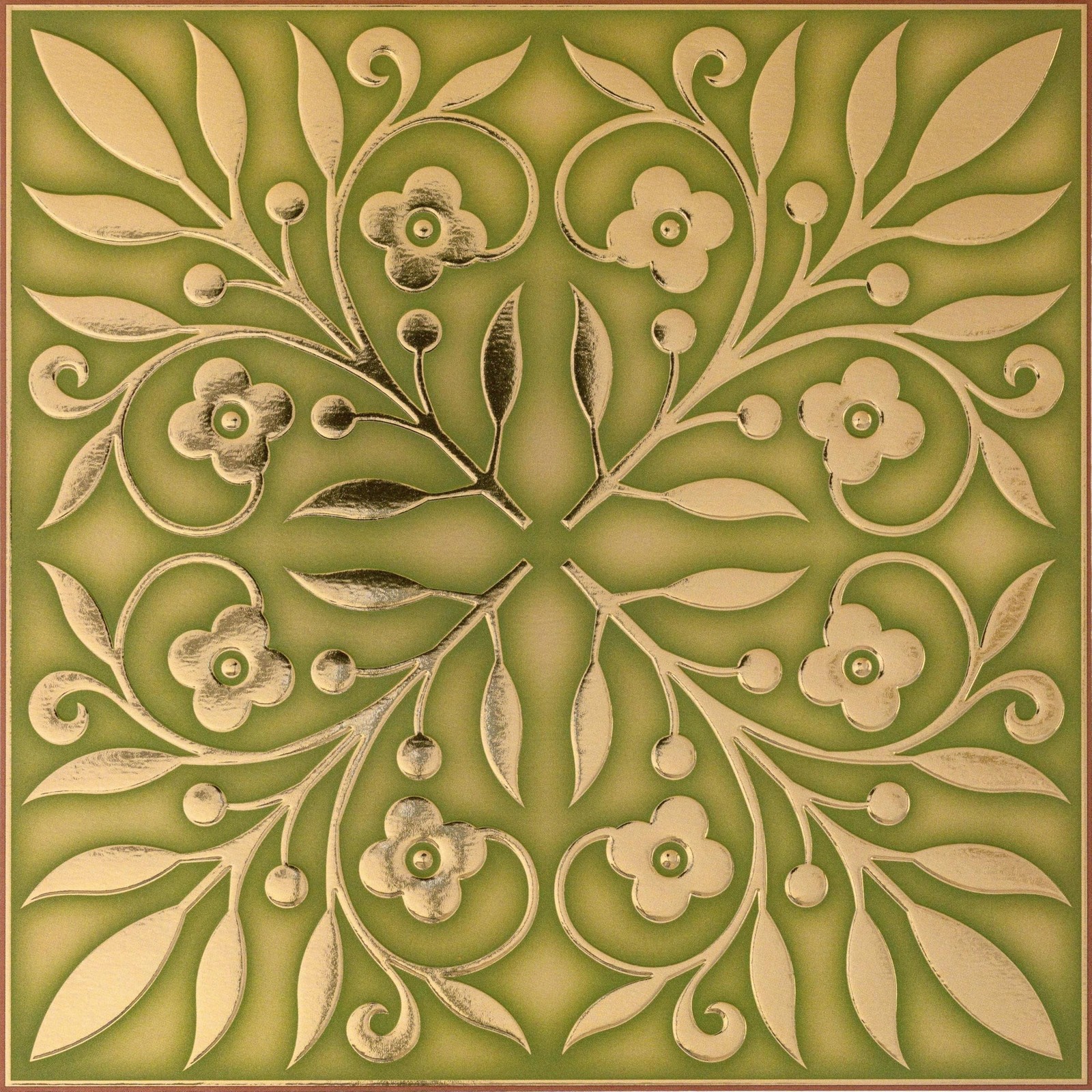 Main Street 24-Pack of 8 x 8″ Wallpaper Tiles Peel and Sitck in Gold and Gree…