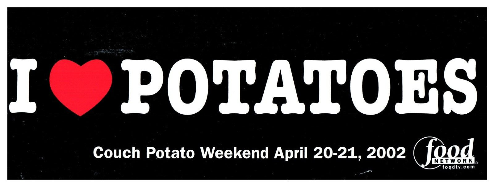2002 Food Network Couch Potato Weekend I love Potatoes Sticker Vintage Food TV👾