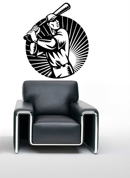 Wall Stickers Vinyl Decal American Sports Baseball Bat Ball Wall Decor (ig041)