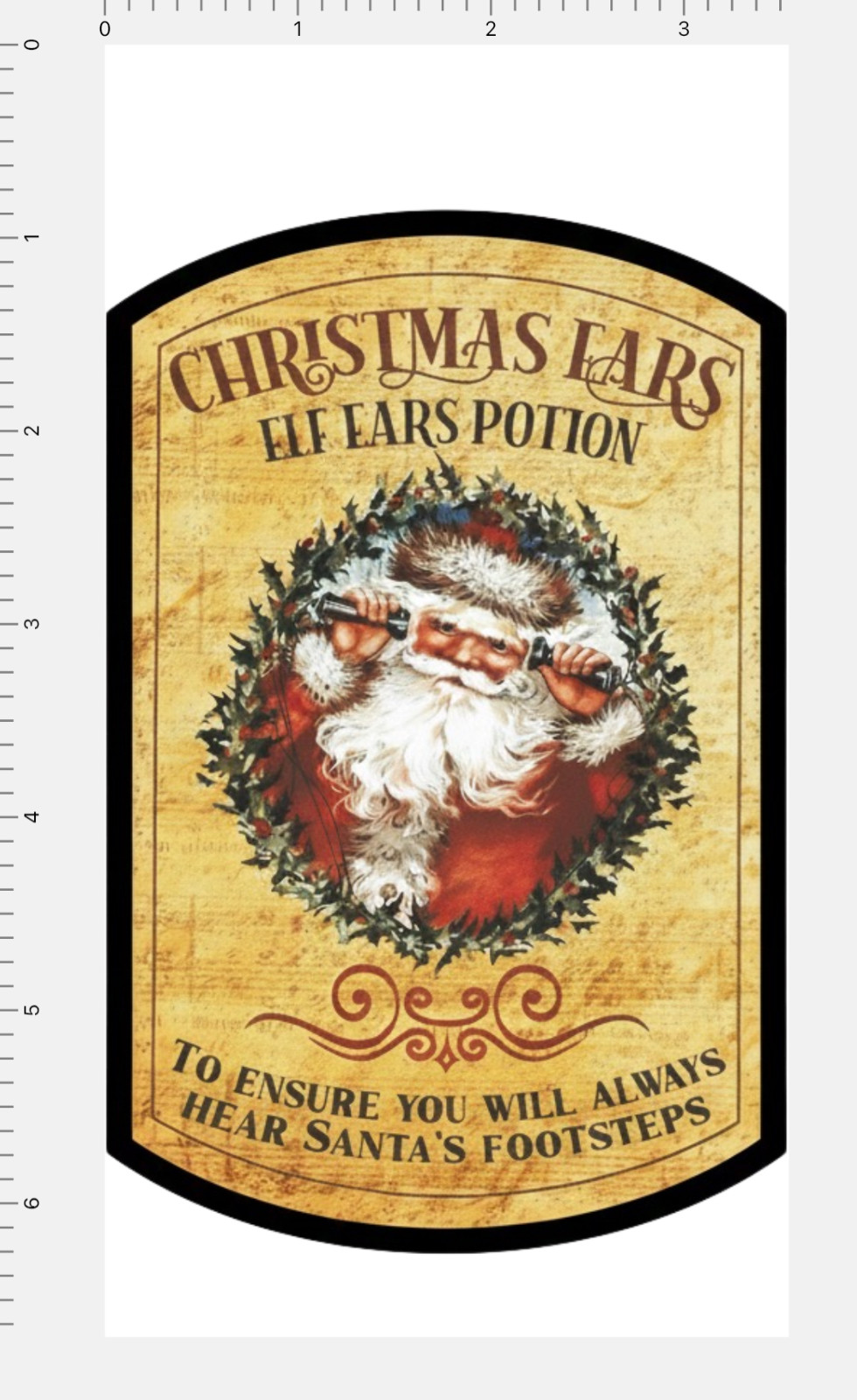 Christmas Ears Elf Potion Santa Footsteps Bottle Label Die Cut Vinyl Sticker
