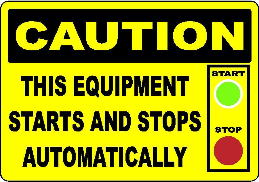 Caution Equipment Starts Automatically Sticker Decal Machine Safety Sticker New