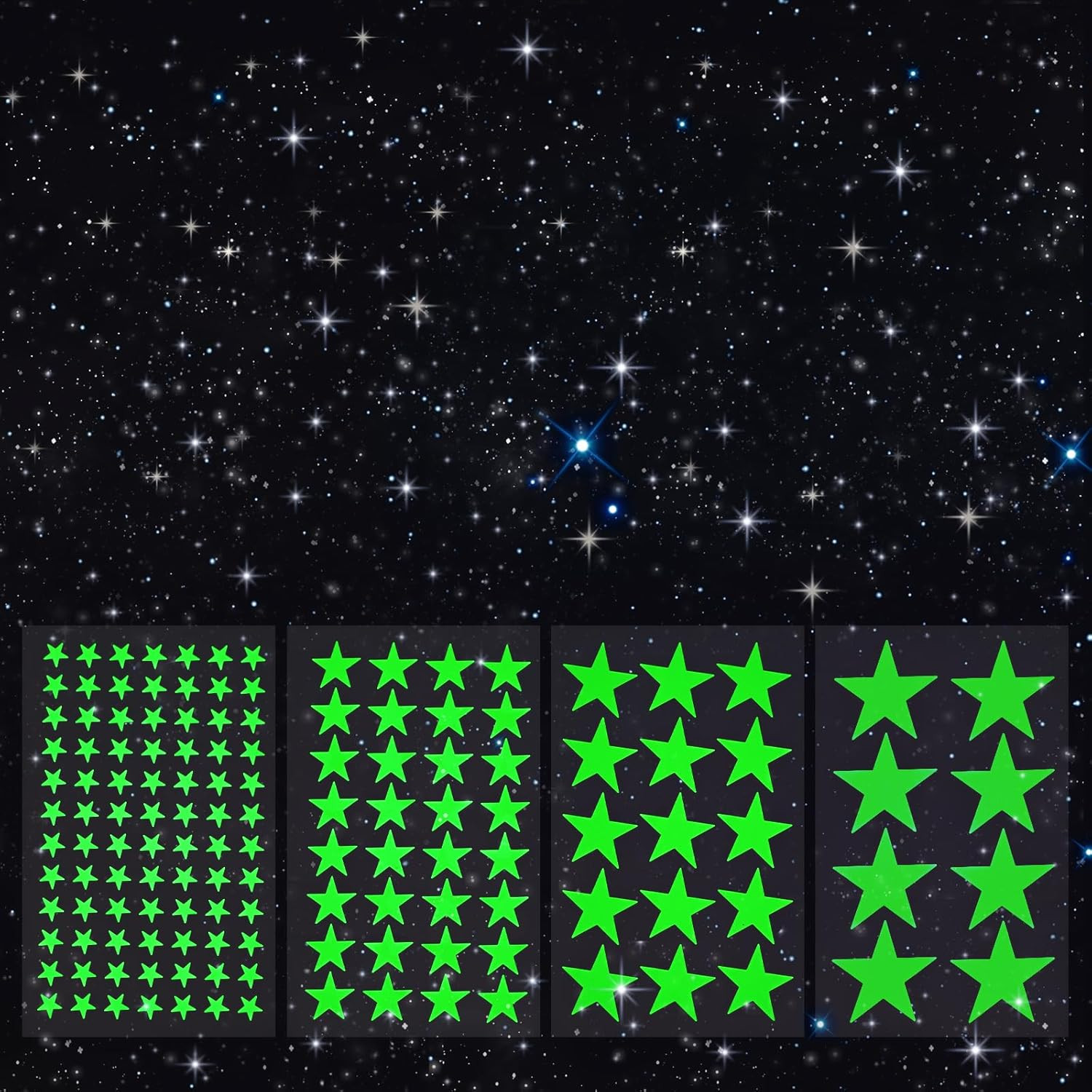 Glow in The Dark Star Stickers – 630 Pieces (4 Sizes) – Luminous Ceiling & Wa…