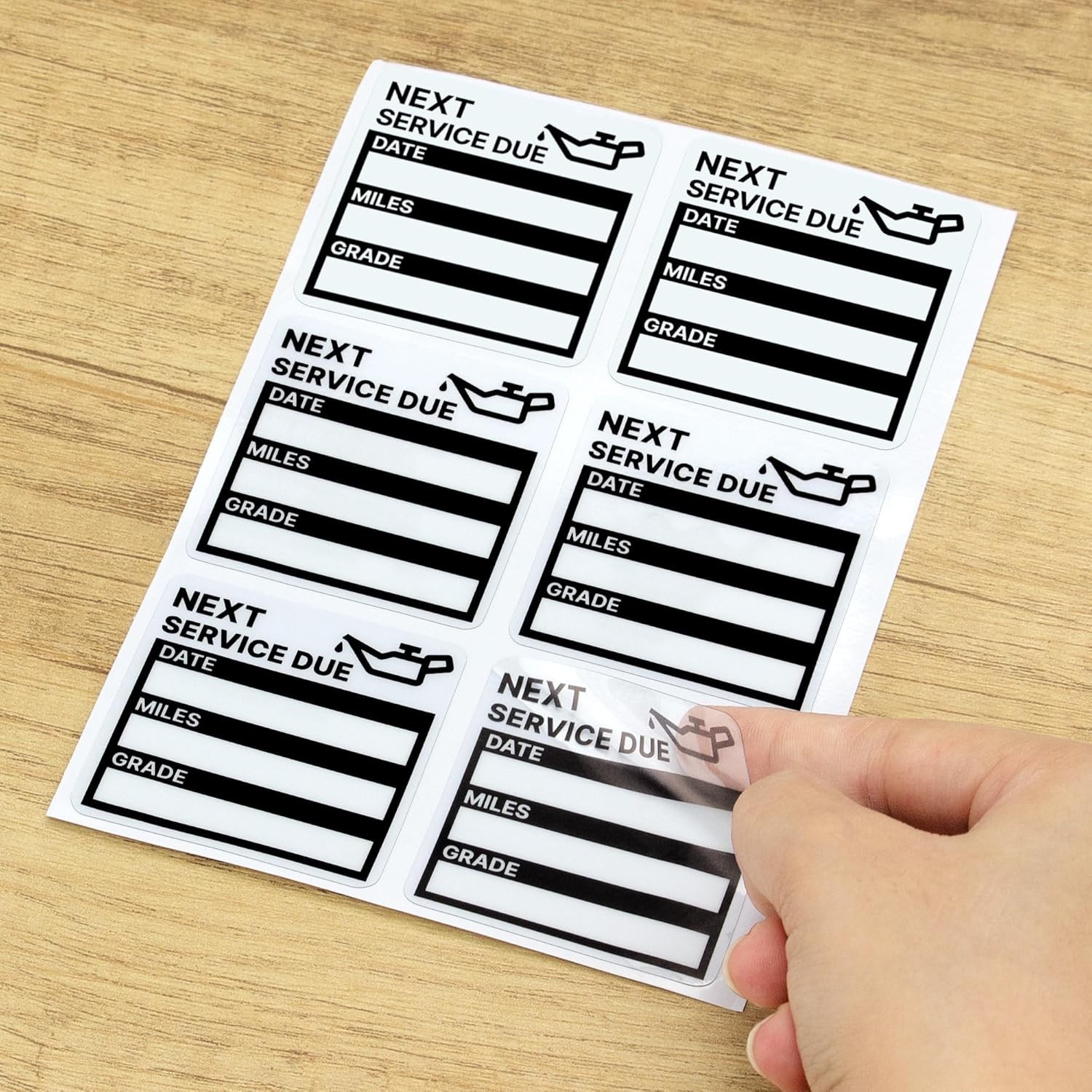 for Oil Change Sticker Static Cling, Clear Stickers 120 Pcs 2”x 2” Next Serv