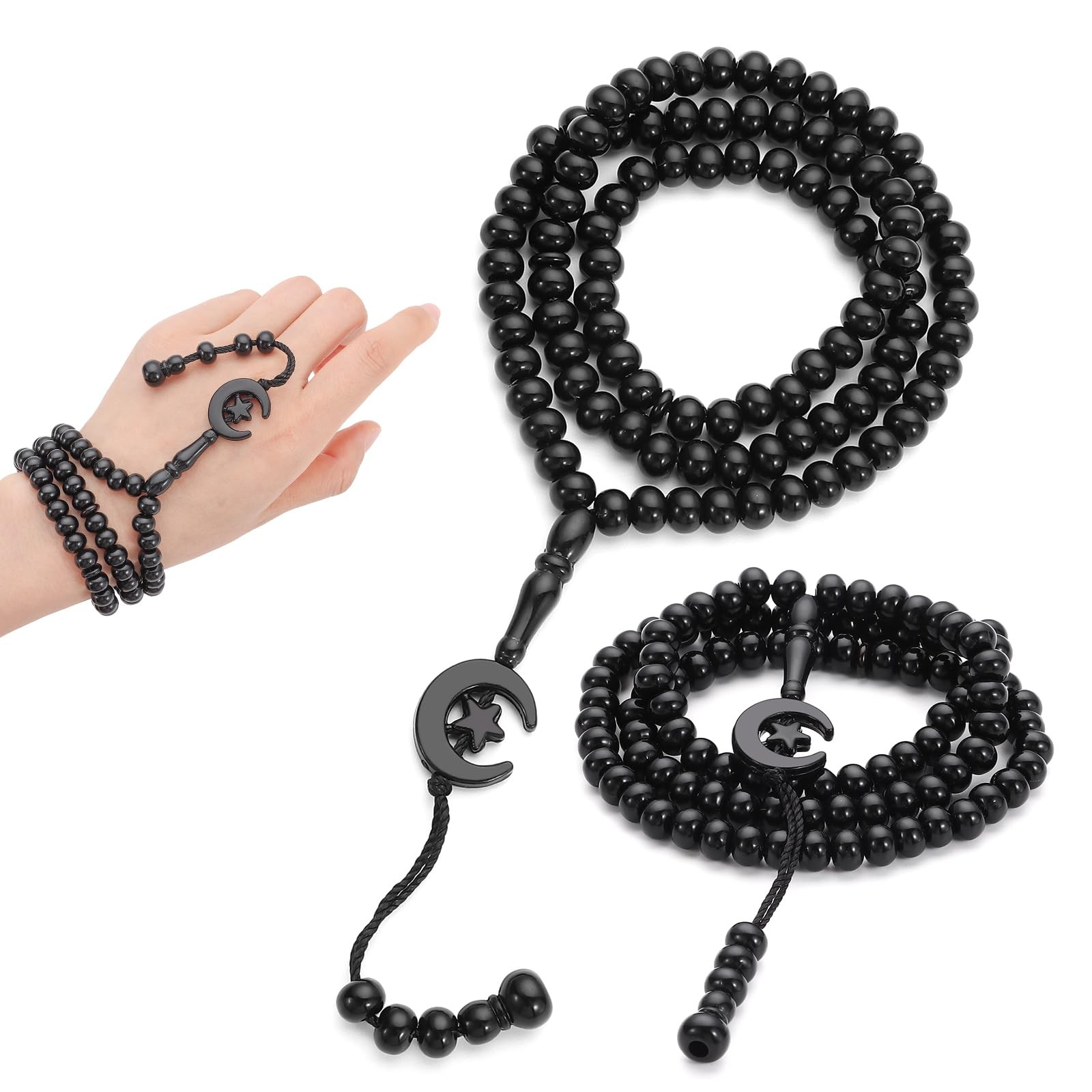 2 Pack Prayer Beads, Muslim Tasbih 99 Beads Allah & Muhammad Islamic Prayer Rosa