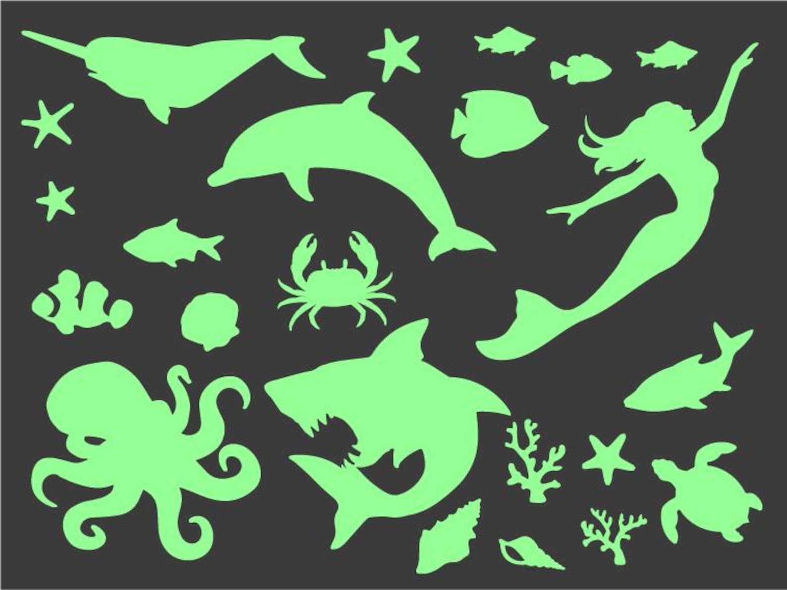 Gloplay Under The Sea Wall Glow-in-the-Dark Stickers Removable & Reusable New