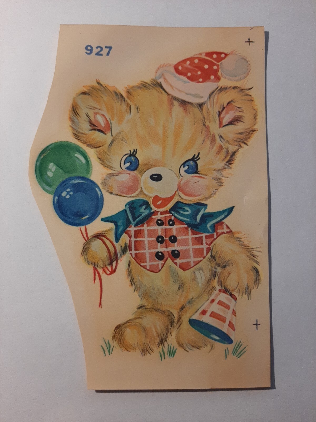 Vintage Water Transfer Decal Bear with Balloon Duro Unused