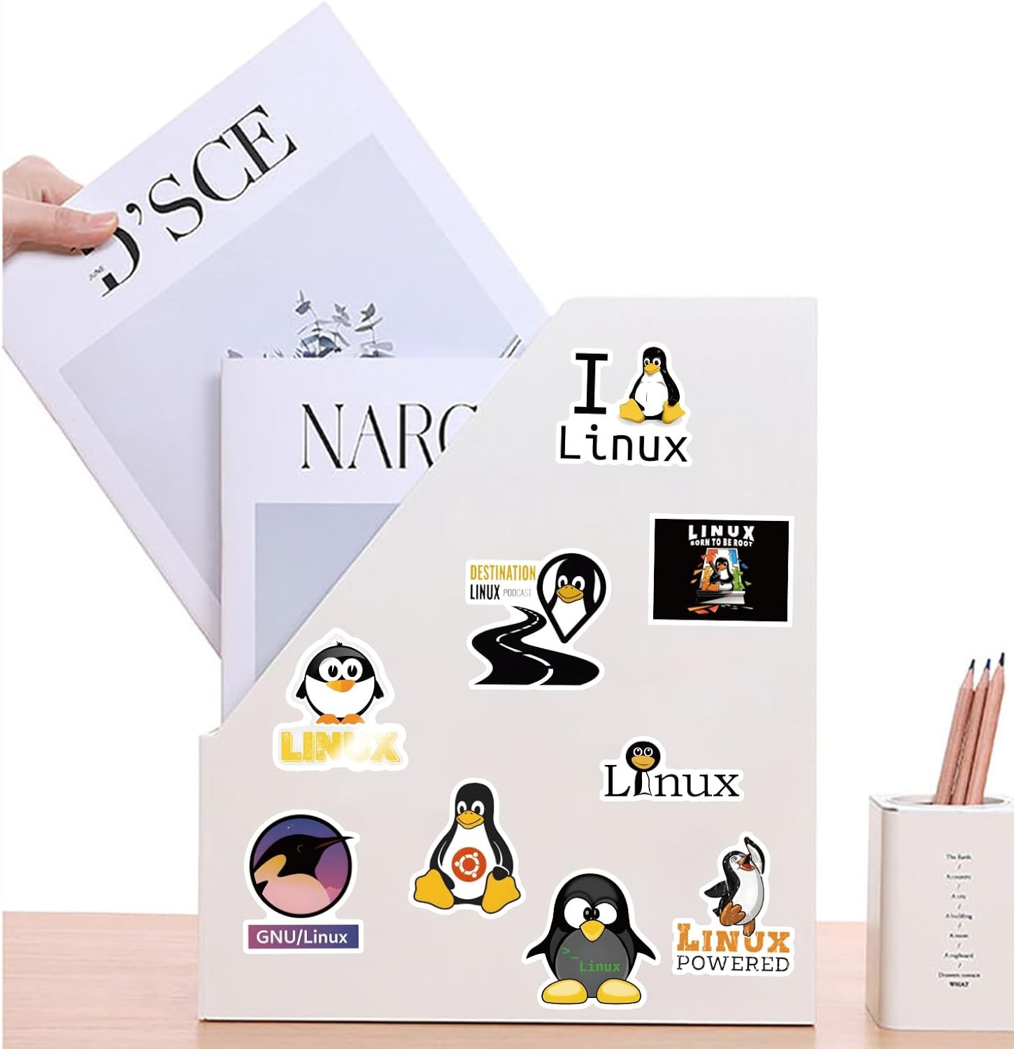 Linux Stickers 62pcs Work Decals Aesthetic Waterproof Vinyl Pack White