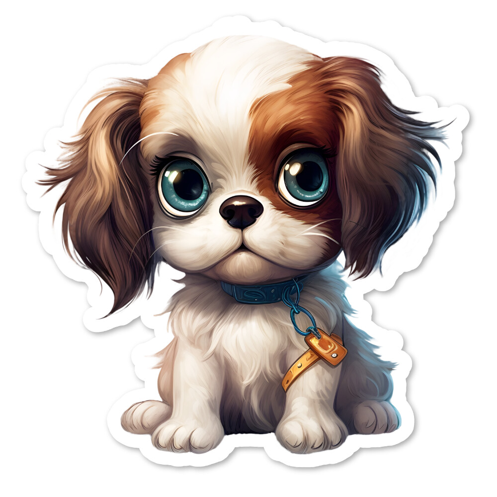 English Toy Spaniel Puppy Vinyl Sticker, Water Bottle, Scrapbooking, Laptop