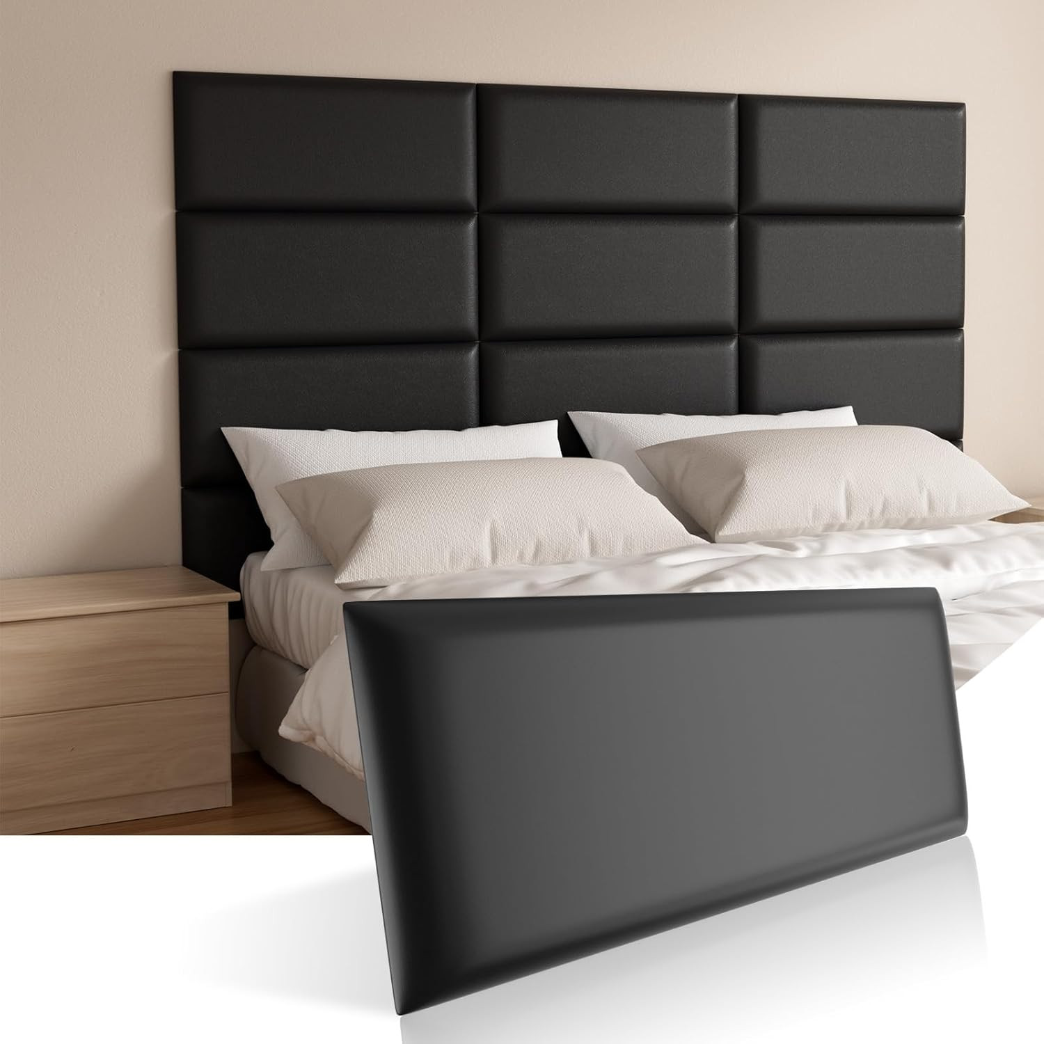 Stylish Twin Headboards – Self-Adhesive 3D Upholstered Wall Panels (6 Pack)