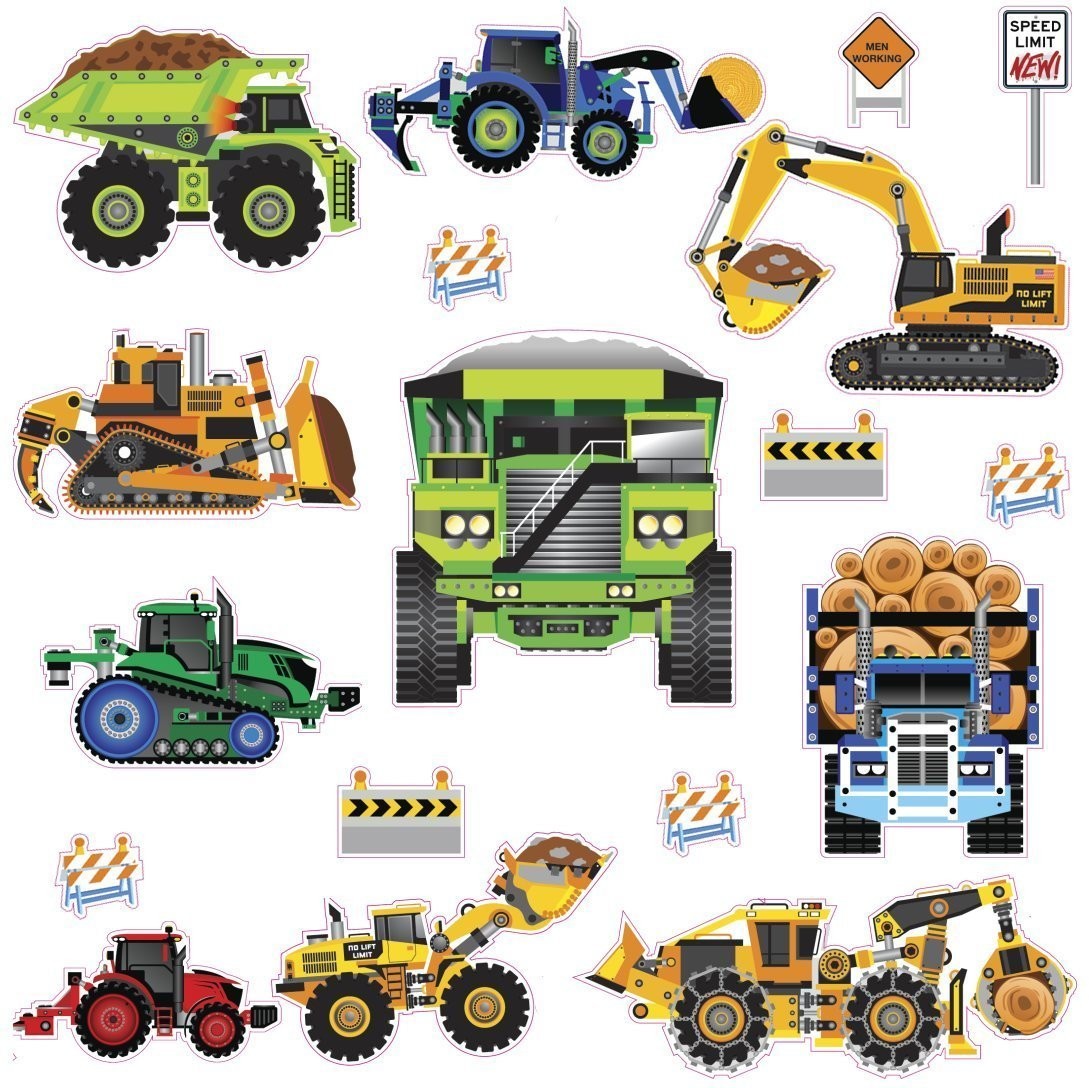 RoomMates SPD0003SCS New Speed Limit-Construction Vehicles Peel & Stick Wall