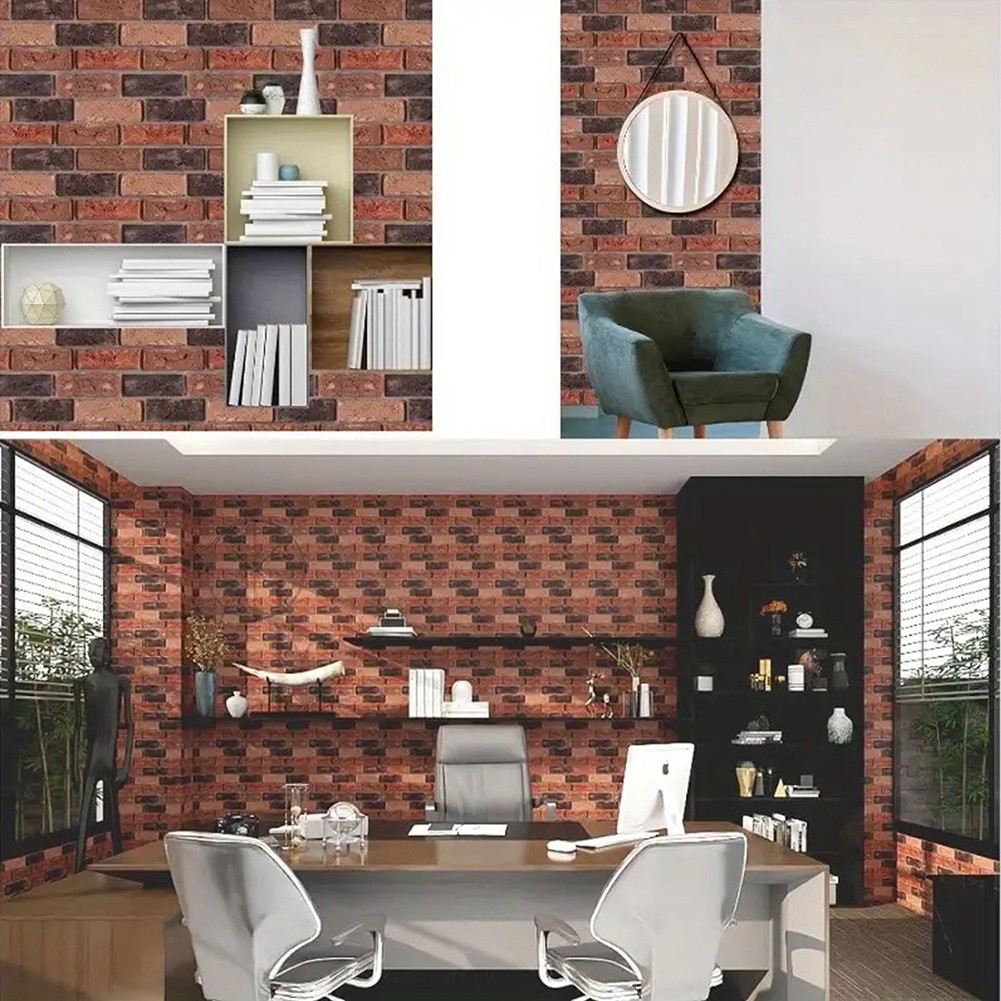 10-100PCS 3D Tile Brick Wall Sticker Self-adhesive Waterproof PVC DIY Wallpaper