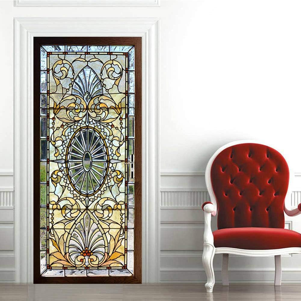 Door Stickers Decals – Opaque Vinyl Printed with Glass Portal Style Design, 3D P