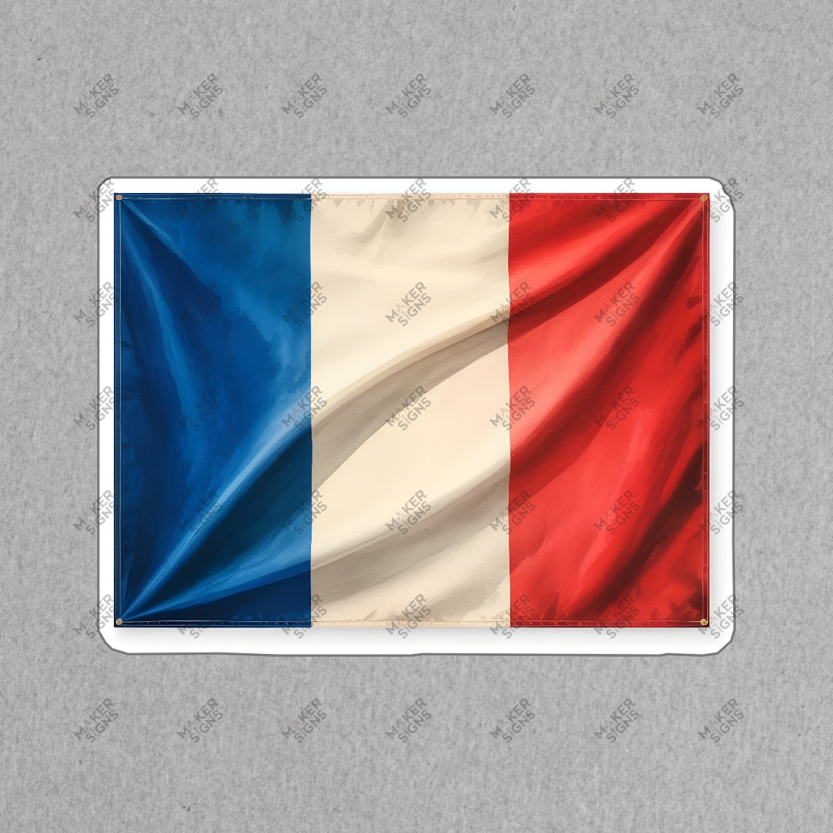 Authentic French Flag Vintage Look, Blue White Red Vertical Stripes, #7910