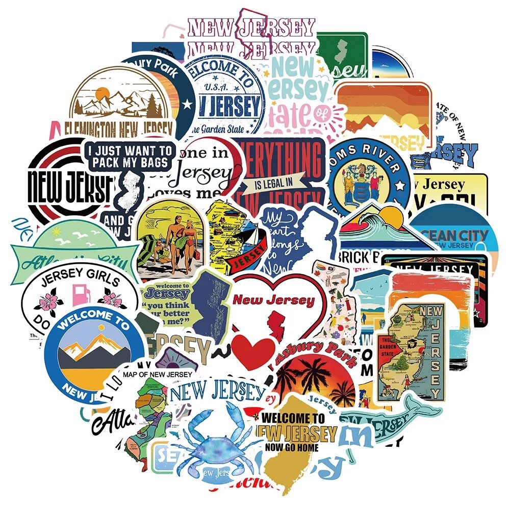 50 New Jersey Stickers NJ Garden State Decal Laptop Hydro Yeti Car Free Shipping