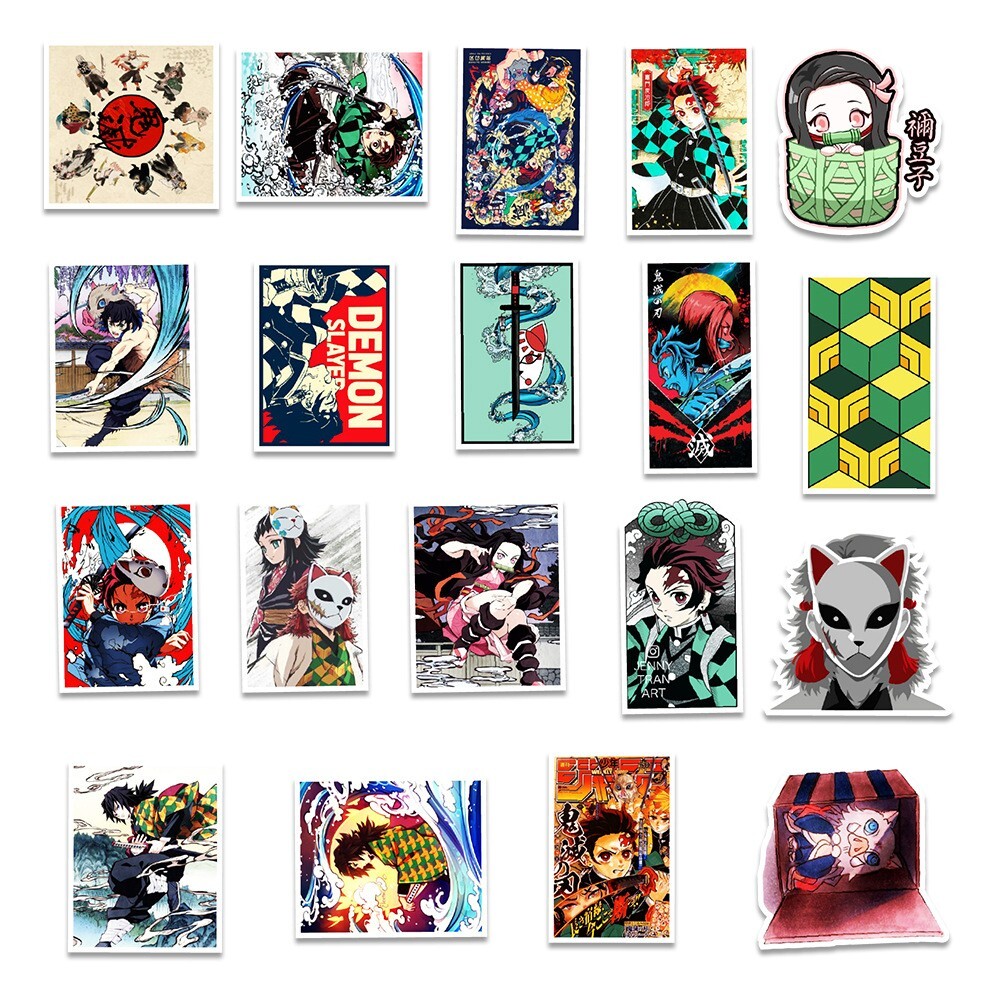50 Pcs Stickers Demon Slayer Anime Skateboard Luggage Phone Laptop Car Vinyl
