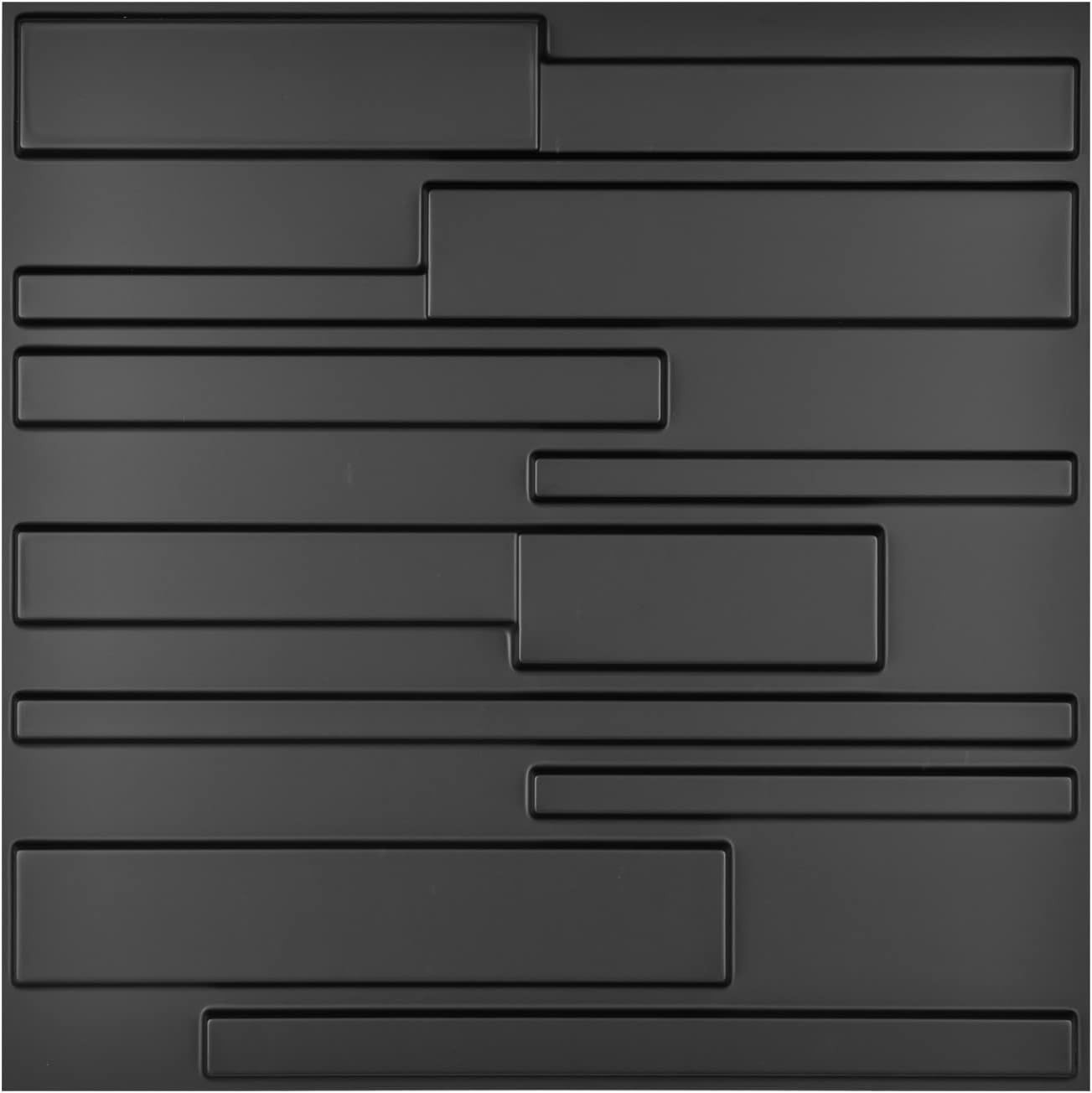 Pack of 12 3D PVC Wall Panels – Lightweight Black Rectangles