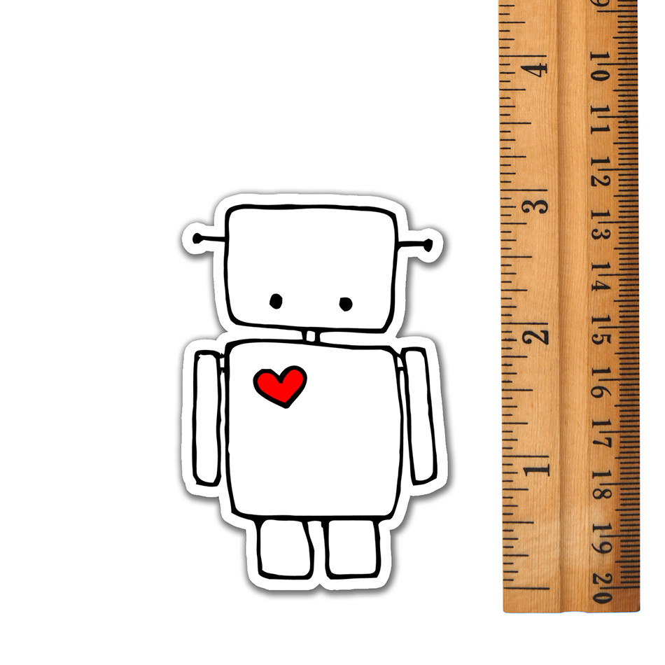 3″ Robot Heart Sticker 3 Pack – Retro Robots Vinyl Decal Stickers