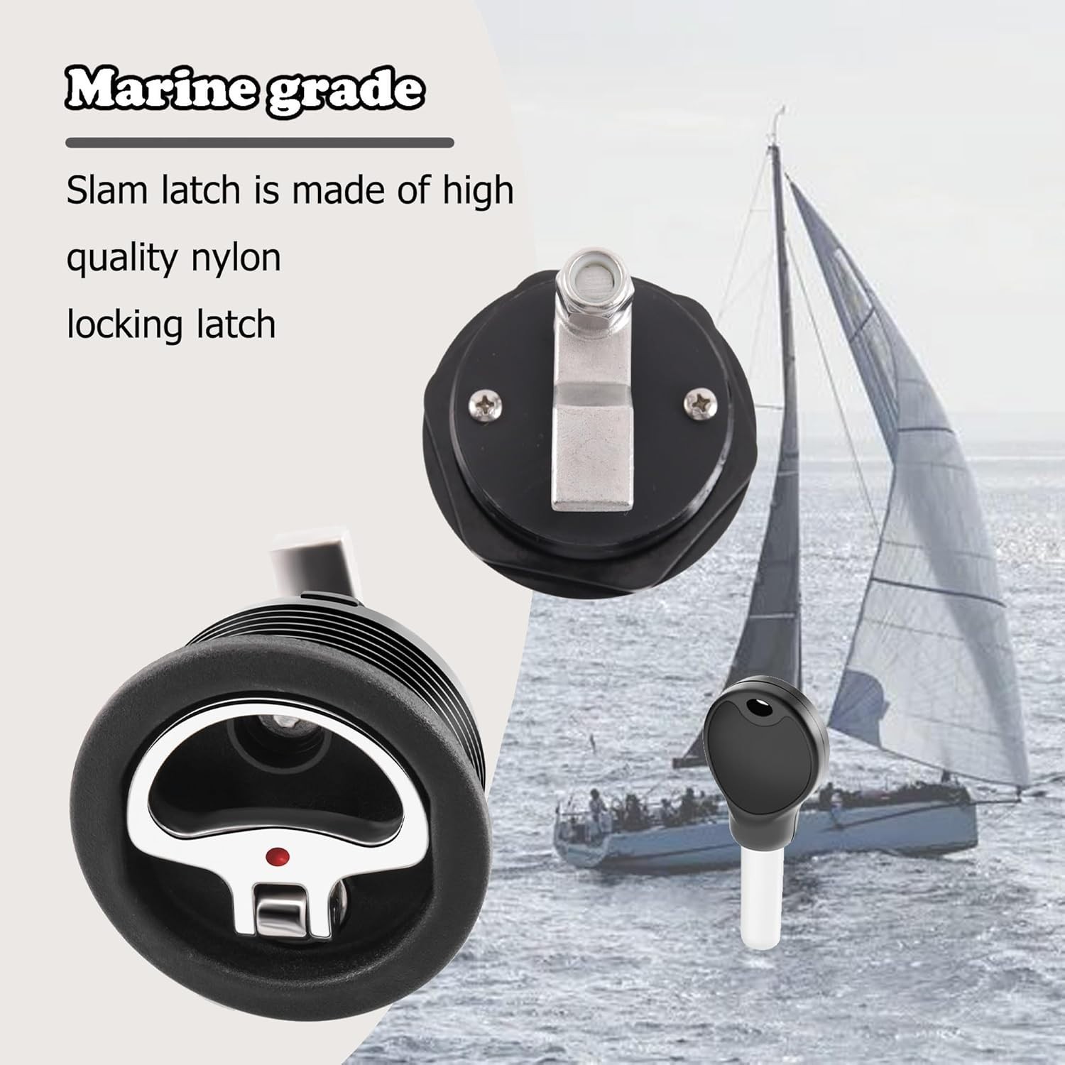 Boat Cam Latch Fits 2-1/2″ Hole Mount Latch,Marine Grade O-Handle Latch,Locki…