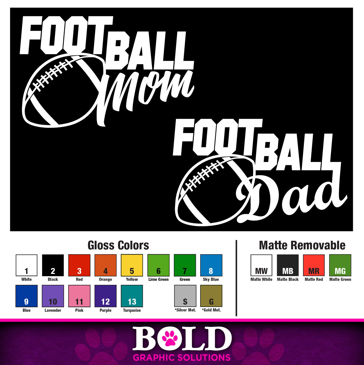 Football Mom or Dad Decal Window Bumper Sticker Car Kids Sports Parent Ball