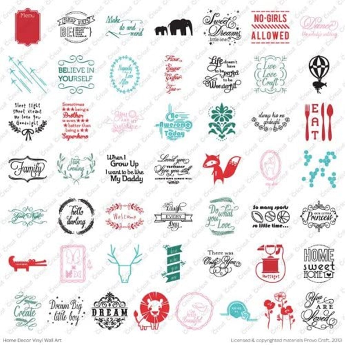 Cricut Home Décor Vinyl Wall Art Cartridge