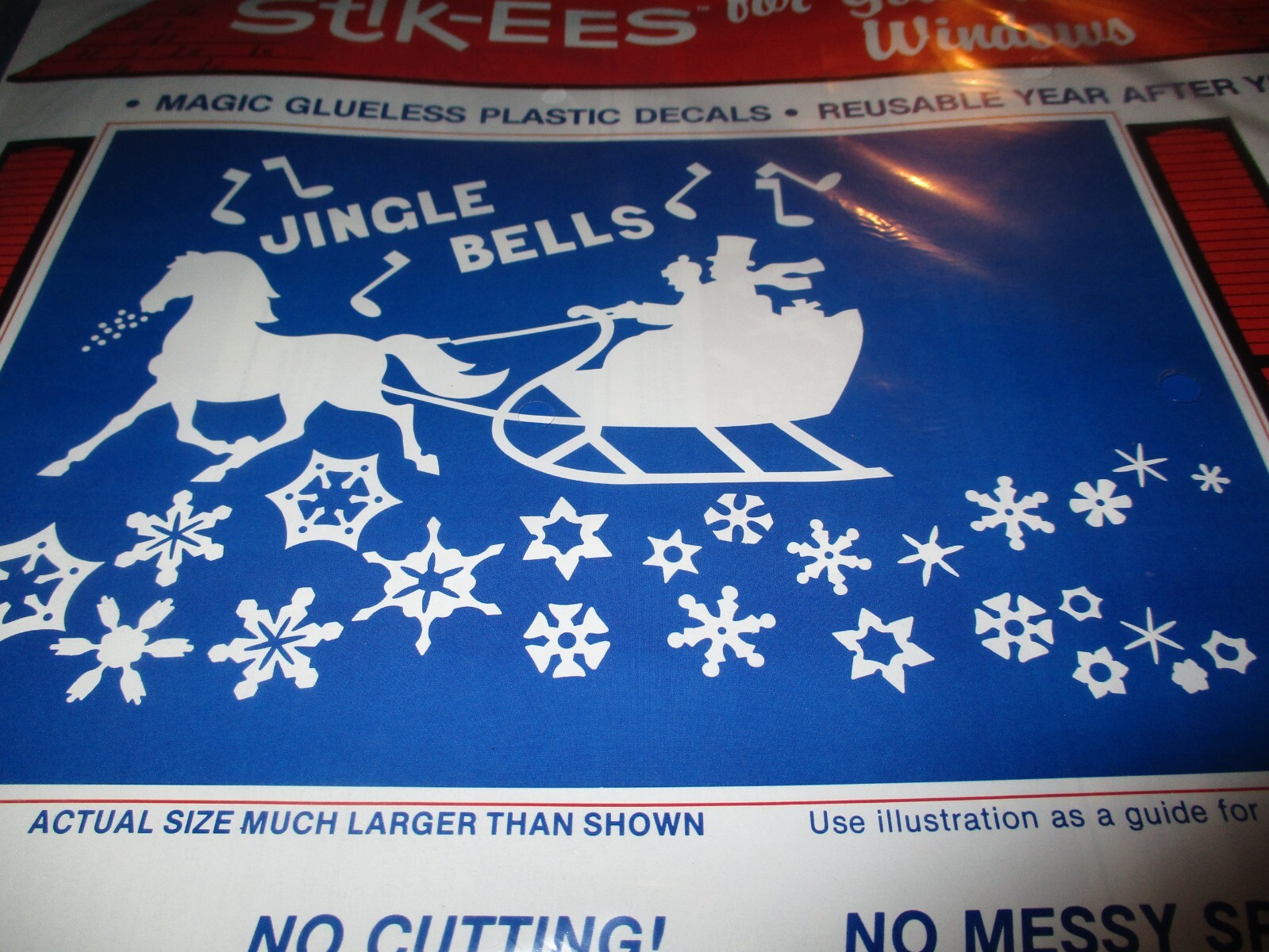 (1068) NOS Stik-ees Creative Fun Magic Plastic Decals T Horse & Sleigh