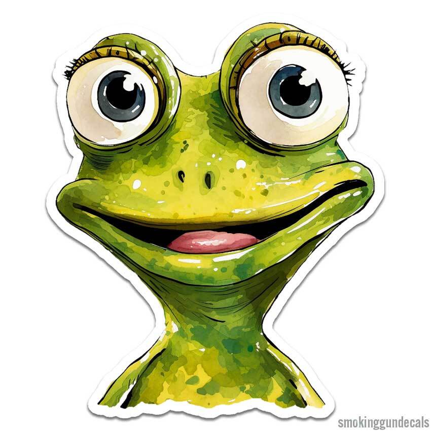 Cute Big Eyes Frog, Vinyl Decal Sticker, Indoor Outdoor, 3 Sizes, #12558