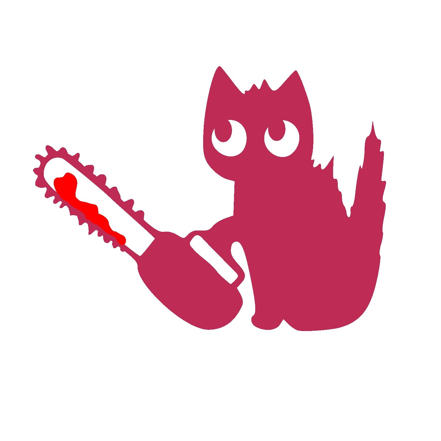 Cat with Bloody Chainsaw Decal, Evil Cat Silhouette Sticker- Murderous Vinyl Cat