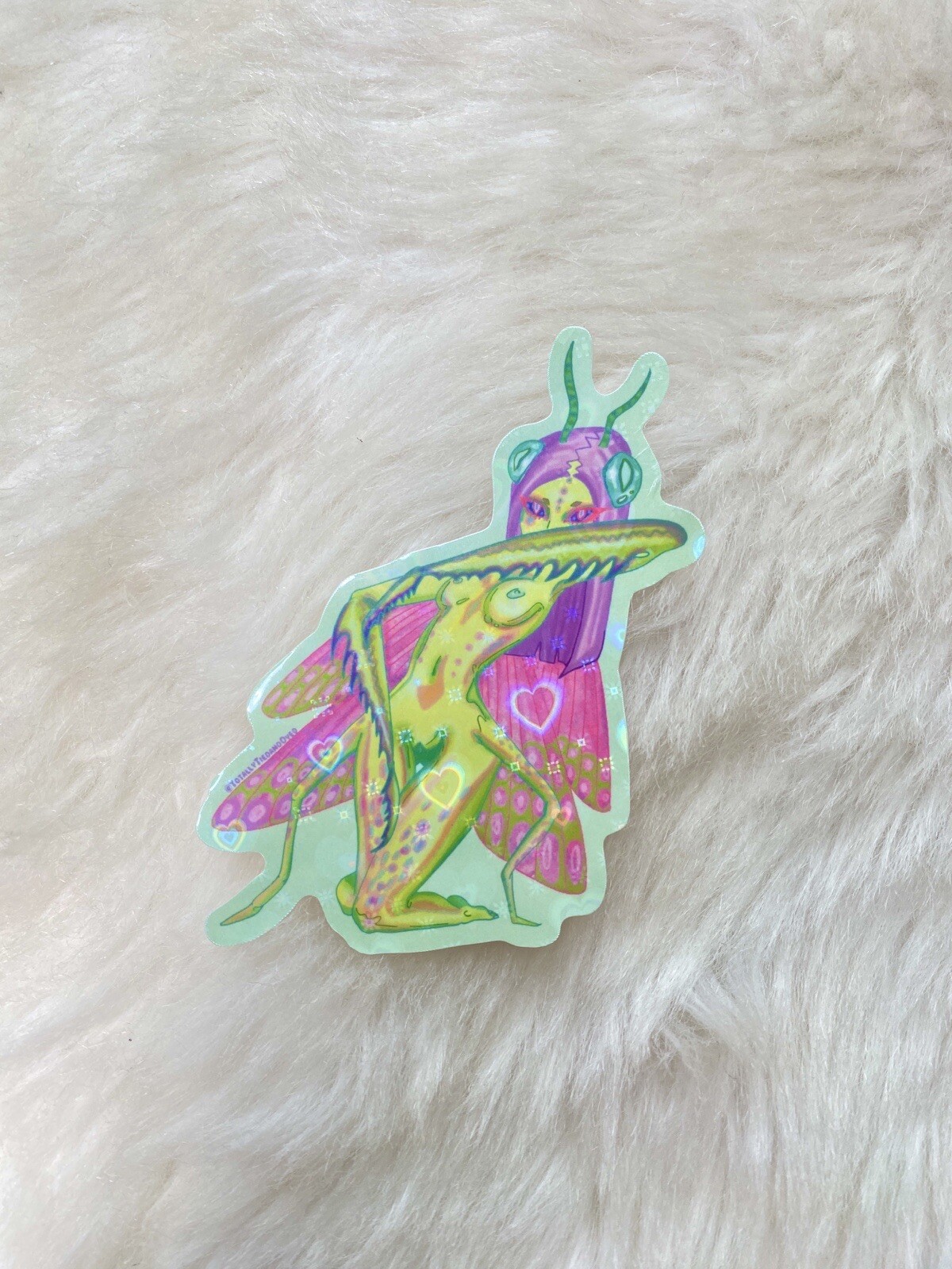 Orchid Mantis Fairy Holographic Vinyl Sticker 3.5” x 4”