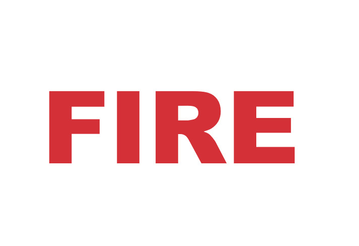 FIRE – Self Adhesive Vinyl Decal Sticker Lettering Word Fire Bucket