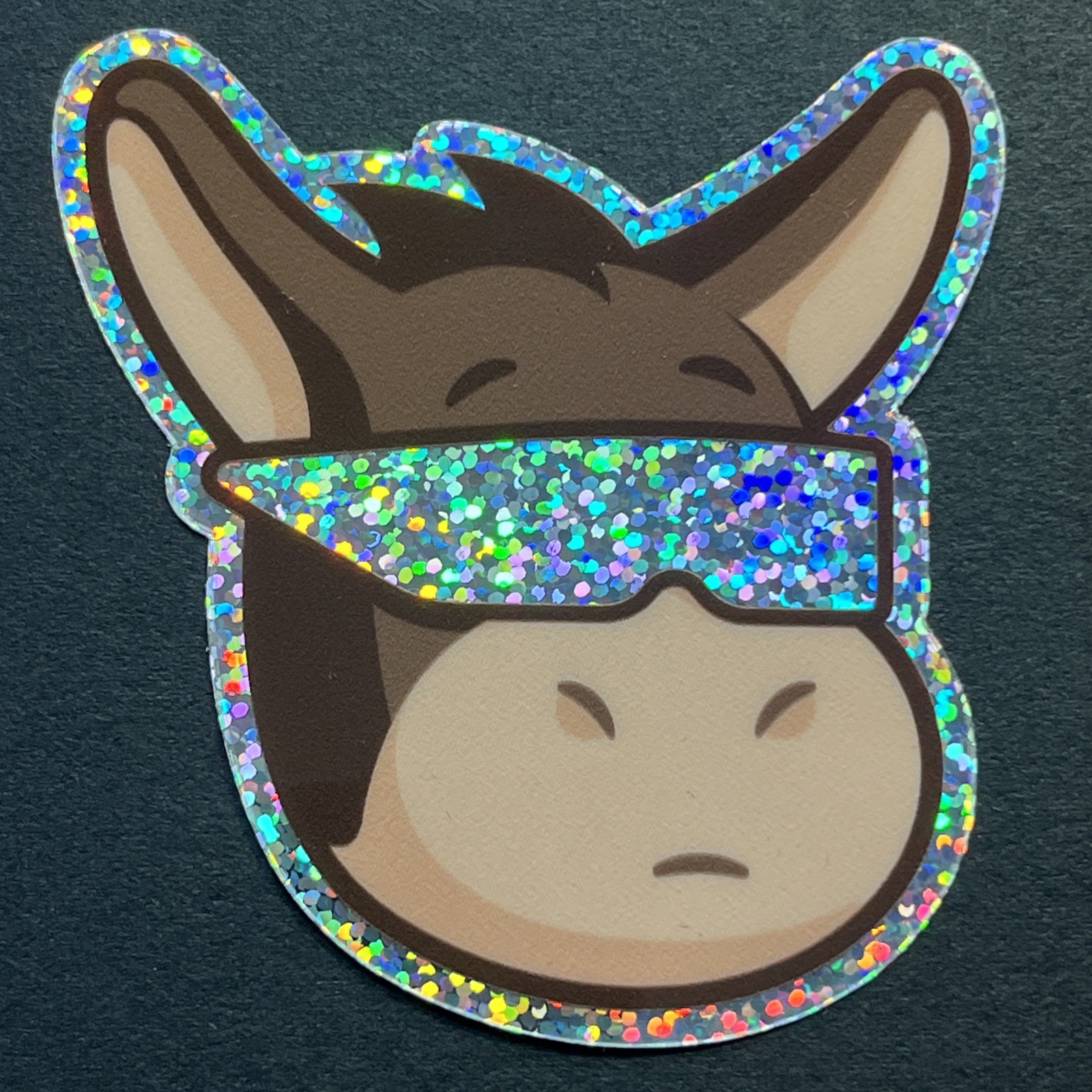 “DONKEY CARTOON” 2.5”2.5” STICKER ART “SUPER COOL SPARKLE GLASSES DONKEY COMIC”