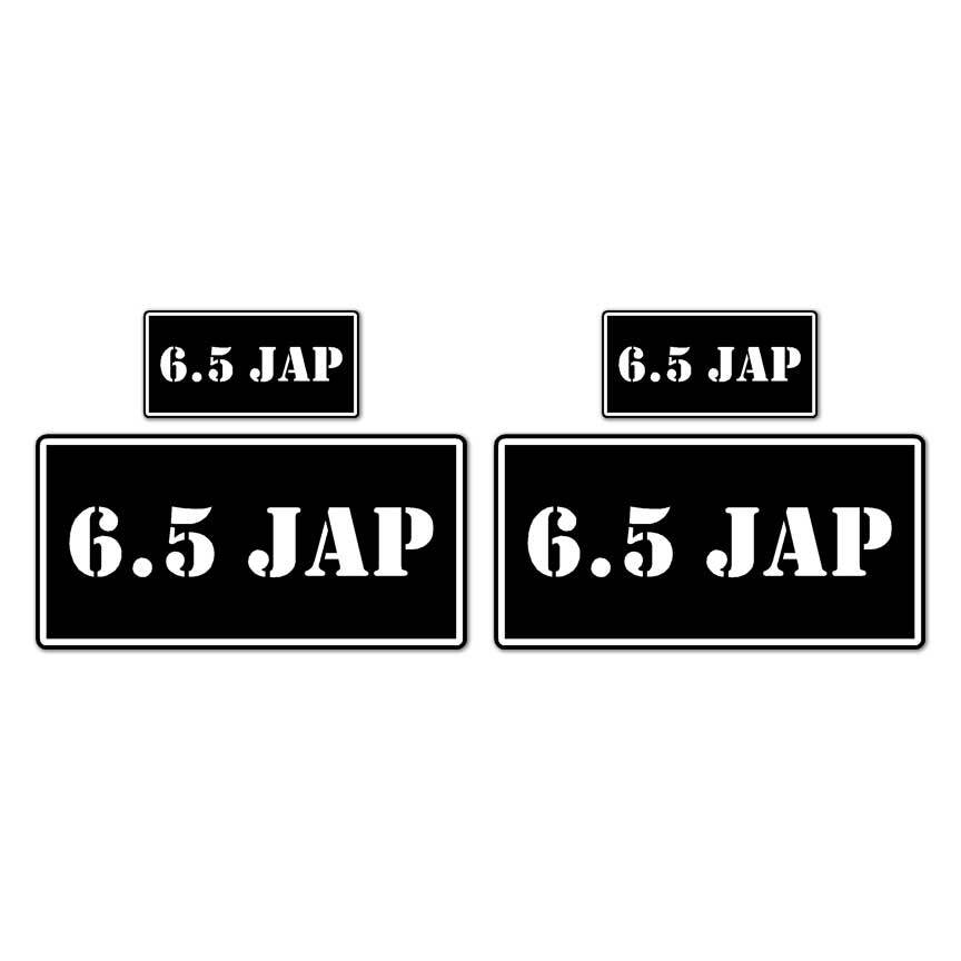 6.5 JAP B&W Ammo Box Set, Vinyl Decal Sticker, 2@ 1″x2″ & 2@ 2″x4″, #8426