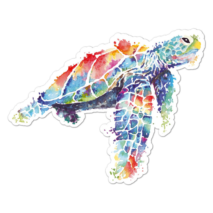 Watercolor Sea Turtle, Vinyl Decal Sticker, Indoor Outdoor, 3 Sizes, #9030