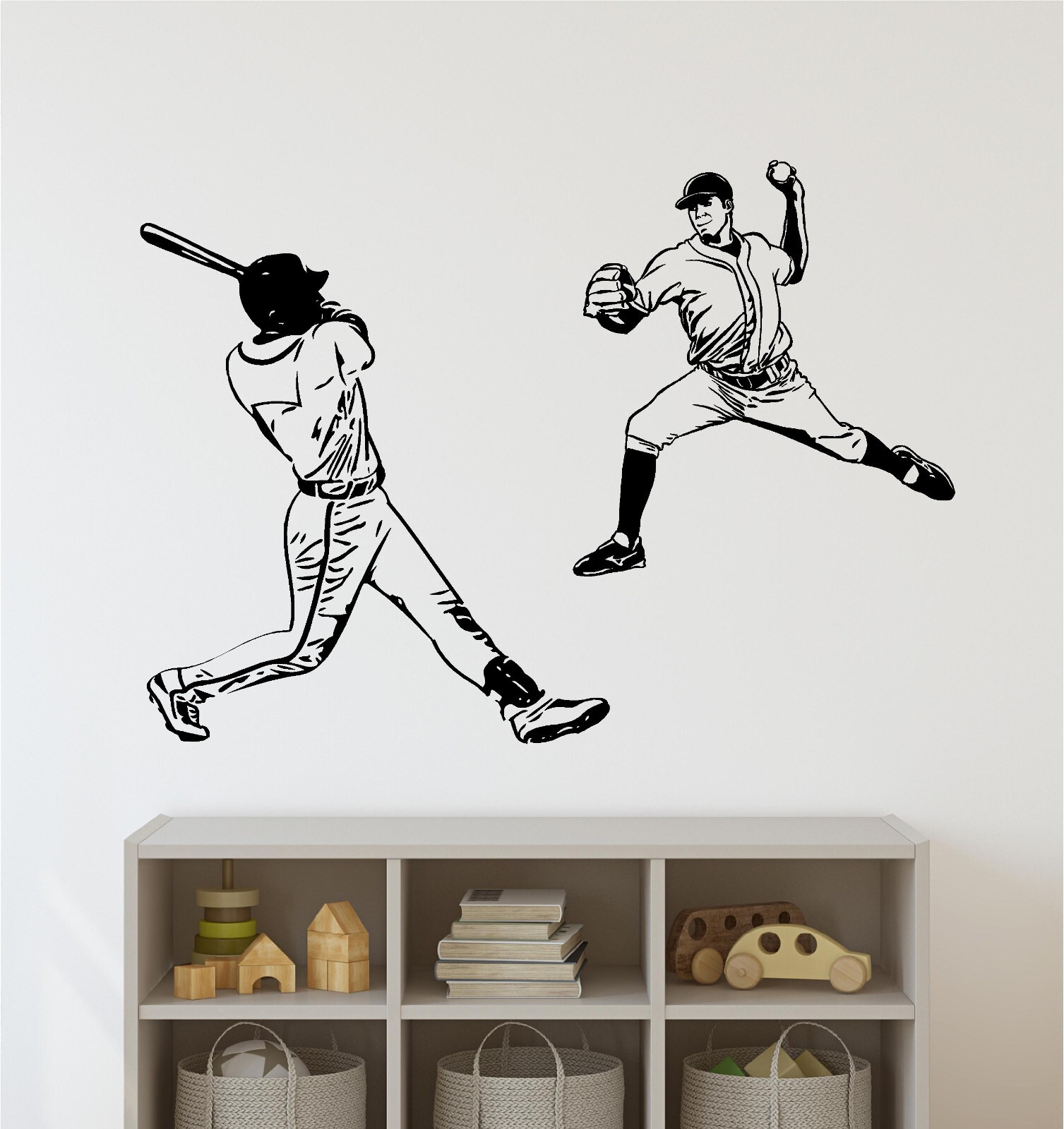 Baseball Batter and Pitcher Silhouette Vinyl Decal Unique design Sticker Decor