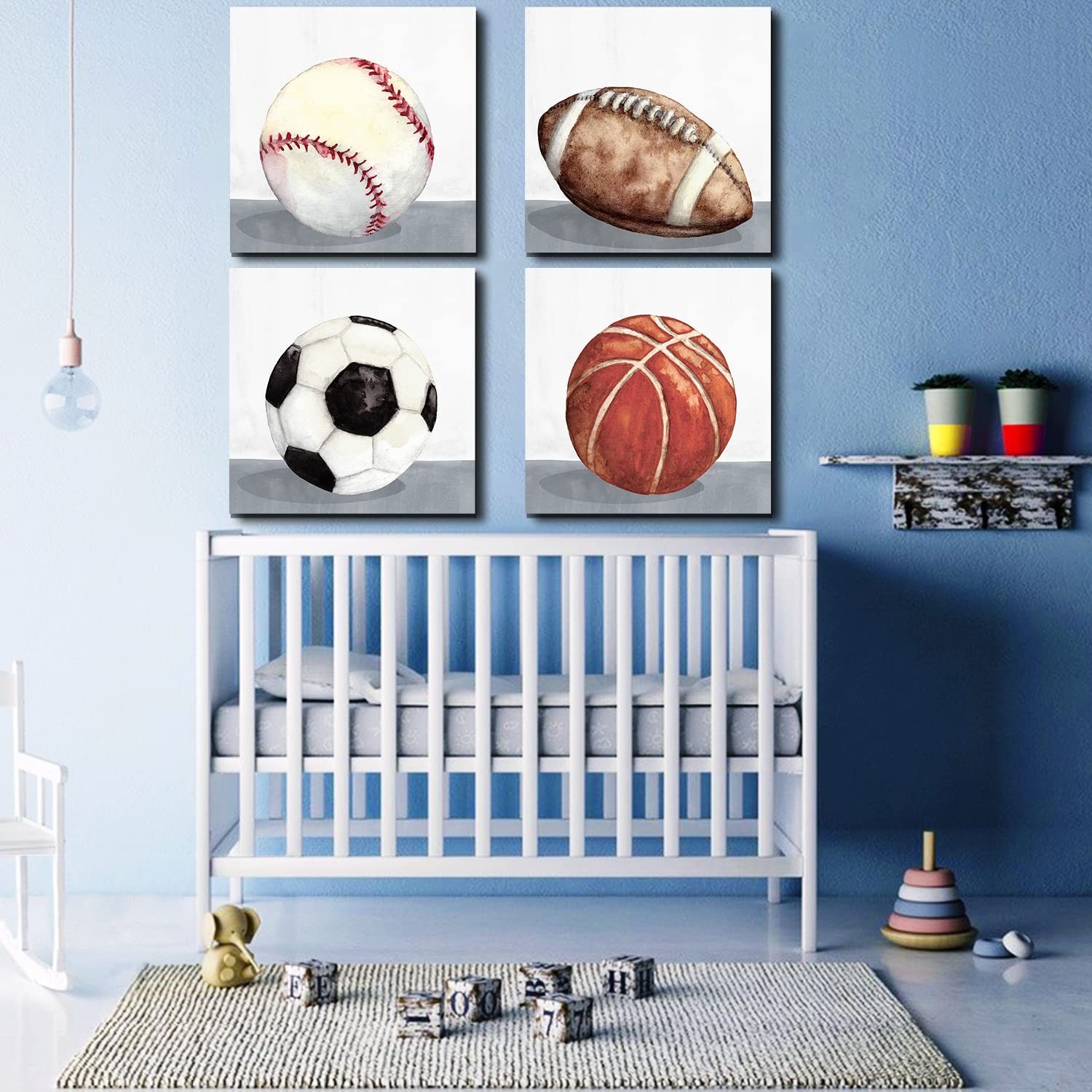 Sports Wall Art Kids Boys Sports Room Decor Soccer Football Baseball Basketba…