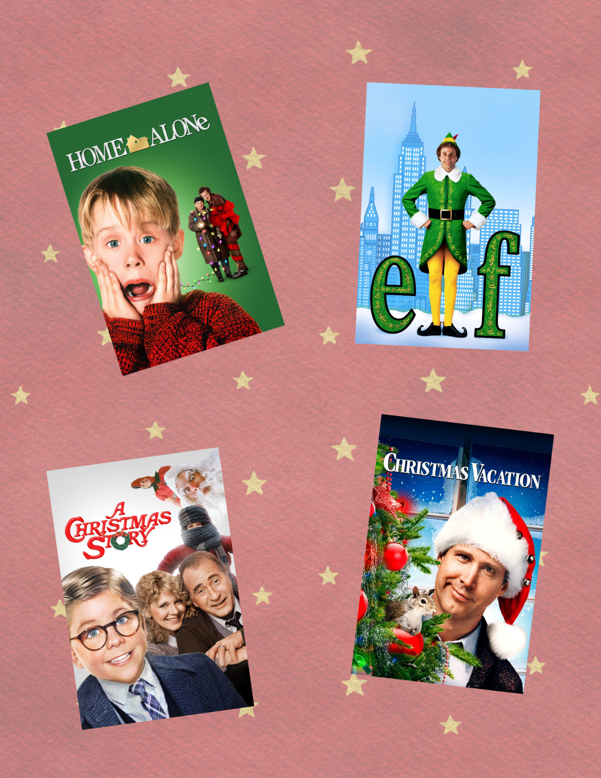 Christmas Movie Poster Style 4pc Sticker Pack