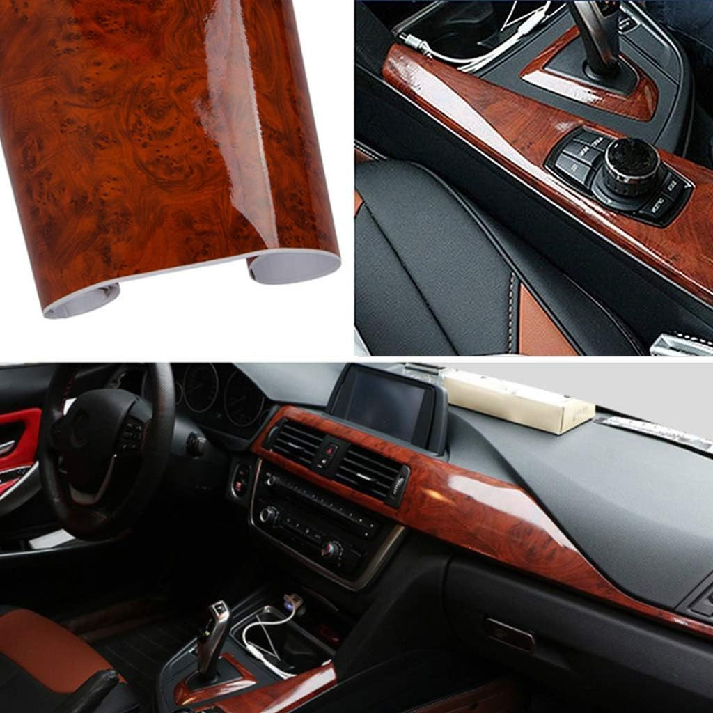 High Glossy Wood Grain Vinyl Wrap Sticker Decal Car Internal Wraps Self