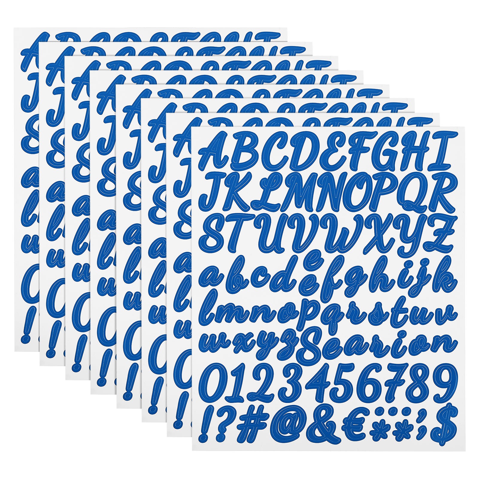 8 Sheet 672 Pcs Self Adhesive Vinyl Letter Number Stickers (Dark Blue, 1 Inch)
